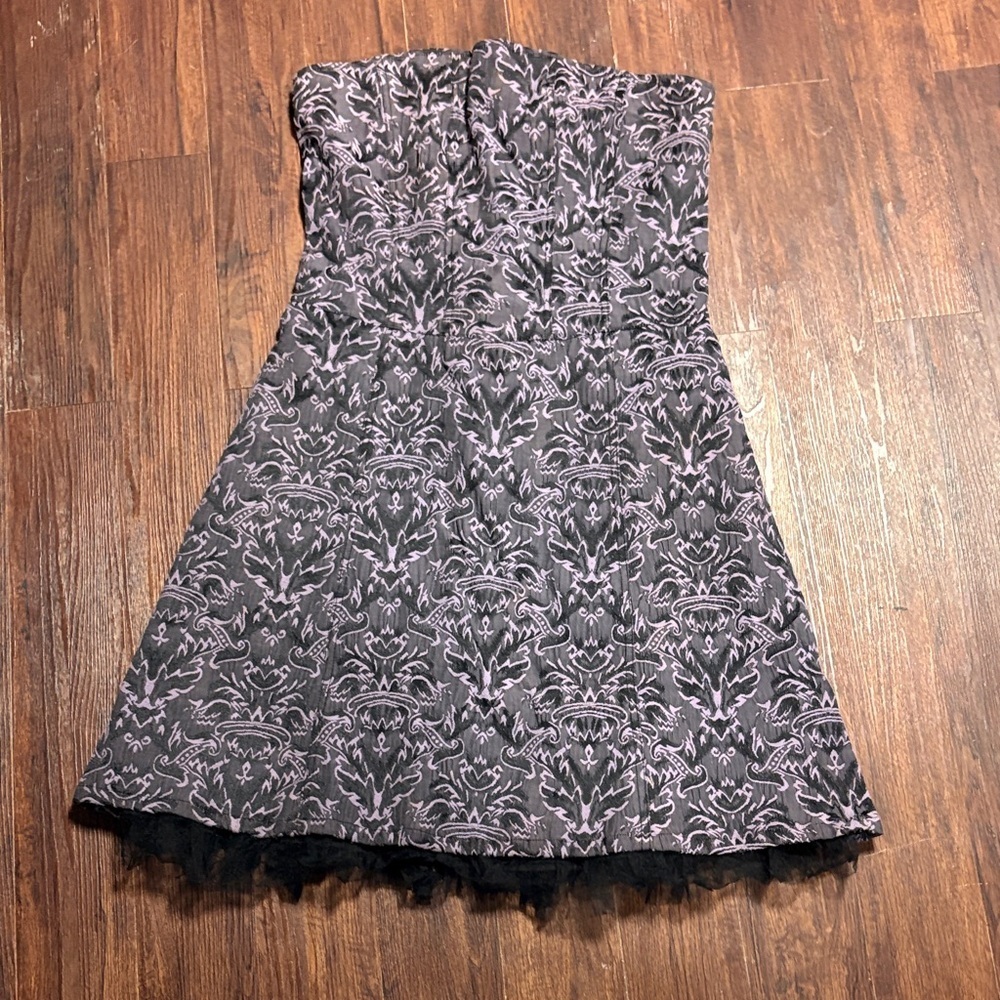 Vintage Tripp NYC Black and Purple Strapless Dress